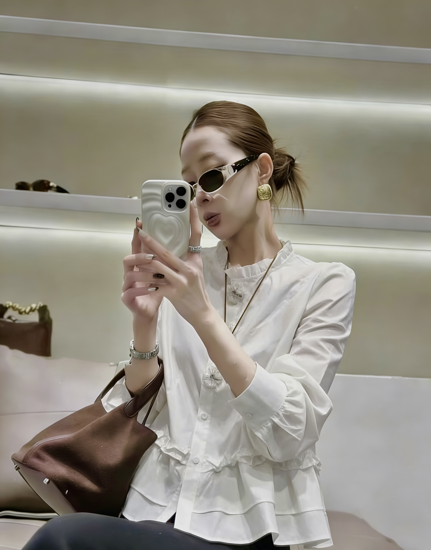 显瘦荷叶边衬衫女设计感小众上衣