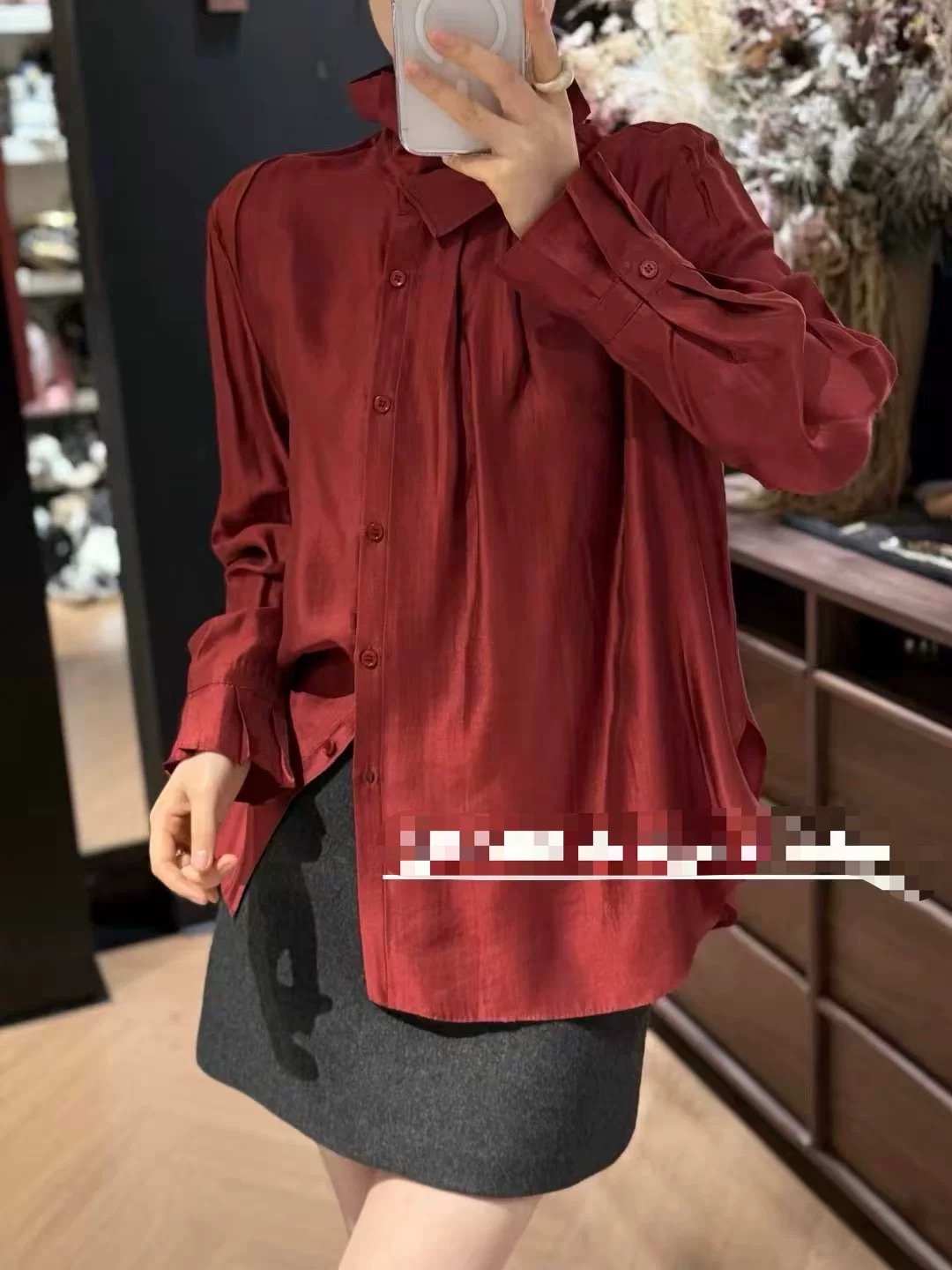 木耳边压褶高级衬衫百搭显瘦衬衣