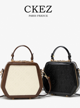 CKEZ正品包包女式2025新款小众百搭高级感小圆包手提单肩斜跨包包
