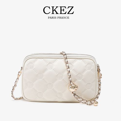 CKEZ轻奢撞色链条小方包斜挎