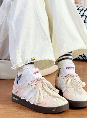 球鞋定制Adidas/阿迪达斯 Neo VL奶黄包甜甜可爱德训女子低帮板鞋