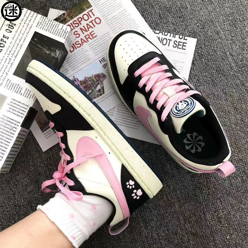 球鞋定制 Nike/耐克 Court Borough莓莓猫爪减龄可爱复古女子板鞋