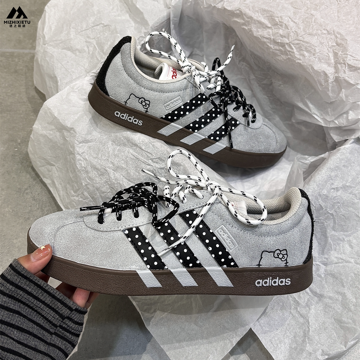 球鞋定制 Adidas/阿迪达斯 Neo VL 灰蒙蒙高级小众德训女子板鞋