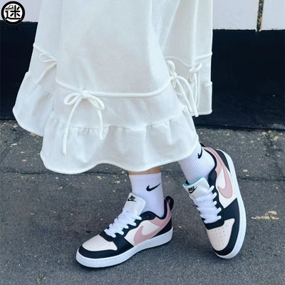 球鞋定制 Nike/耐克 Court Borough 玫瑰物语黑粉甜酷风女子板鞋