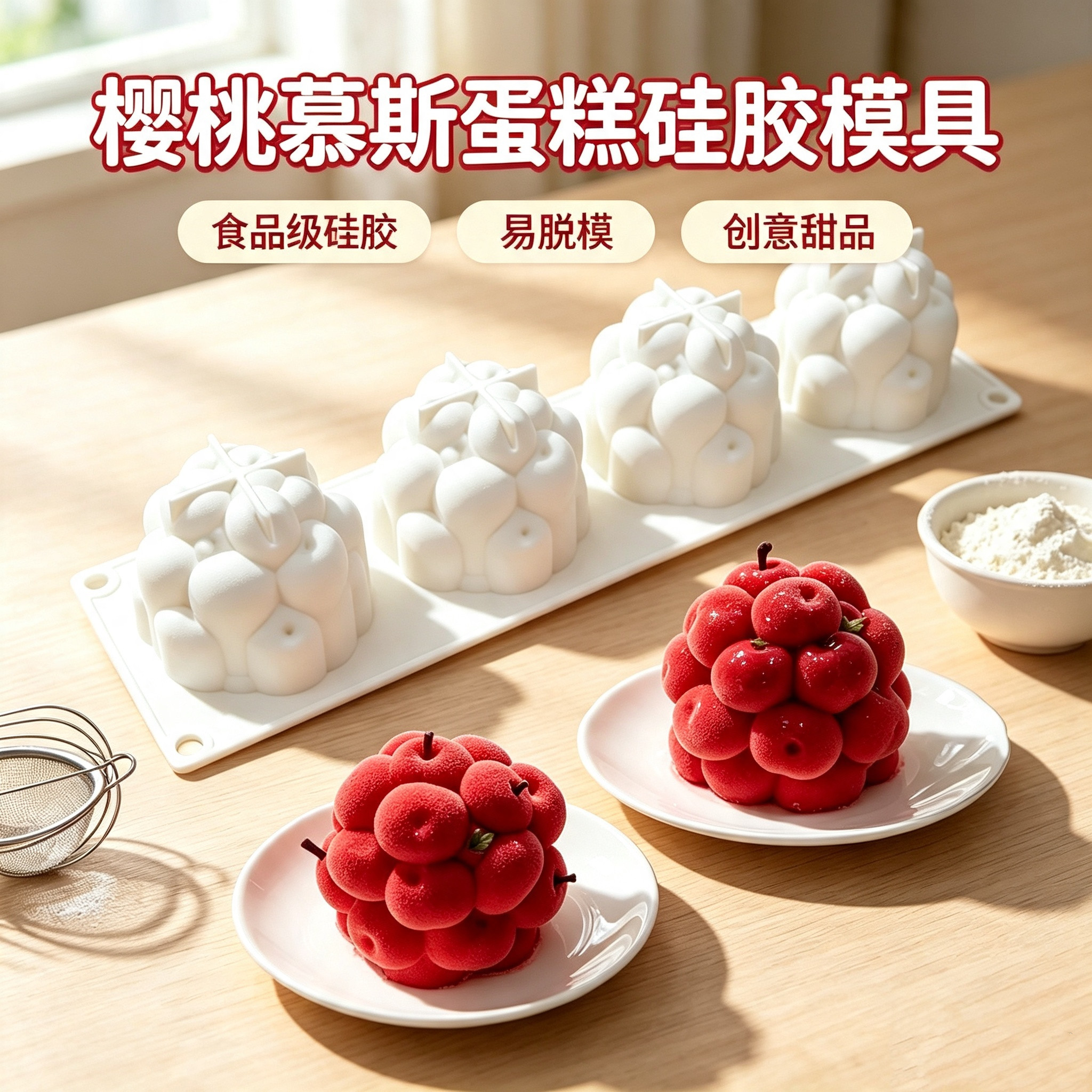 西点水果樱桃慕斯蛋糕硅胶模巧克力装饰甜品果冻冰淇淋西餐甜品模