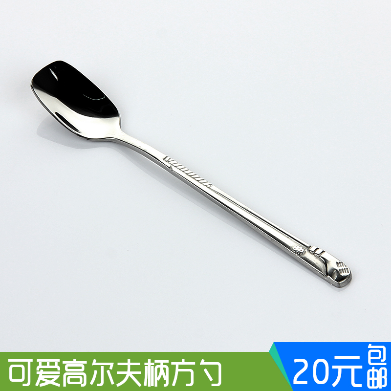 不锈钢咖啡勺奶茶勺创意高尔夫勺柄小勺可爱雪糕勺卡通甜品勺子