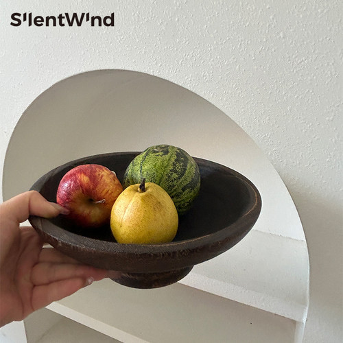 侘寂风碳化实木家用果盘收纳托盘