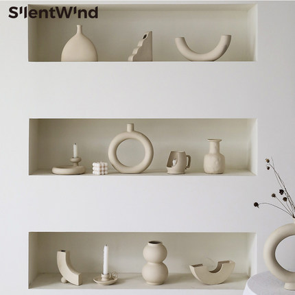 侘寂风素胚陶瓷花瓶摆件客厅干花插花服装店高级感家居ins软装饰