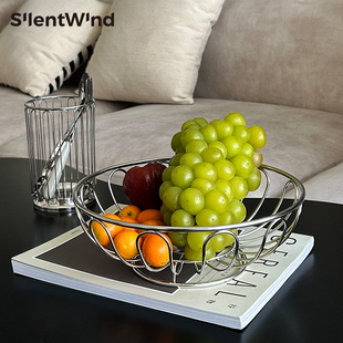 SilentWind不锈钢水果篮客厅茶几家用零食收纳篮子水果盘沥水篮