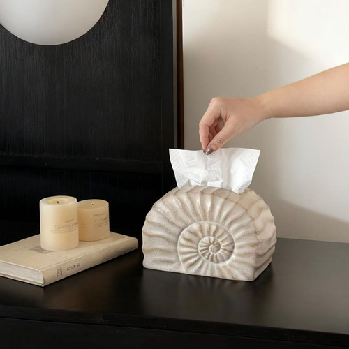 中古风海螺造型做旧肌理纸巾盒