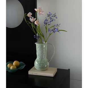 SilentWind寂风高级感浅绿陶瓷花瓶家居桌面插鲜花仿真花装 饰摆件