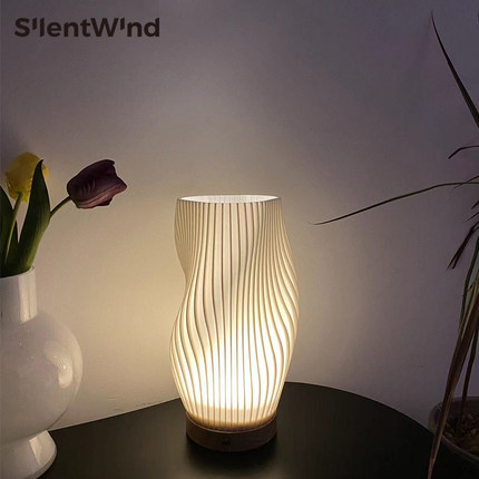 北欧书房卧室床头台灯氛围灯ins少女浪漫调光简约百褶旋转小夜灯