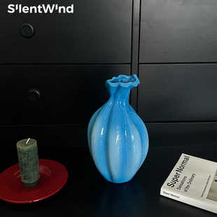 SilentWind寂风新中式 蓝色陶瓷小花瓶客餐厅桌面玄关民宿花器摆件