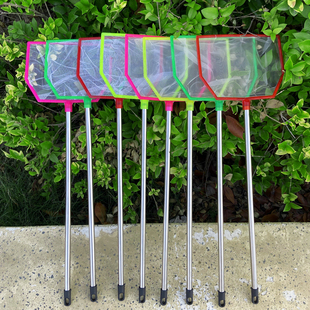 钢把特大号细密网方圆形鱼捞虾卵水蚤残渣鱼网鱼池玩具水面清洁网