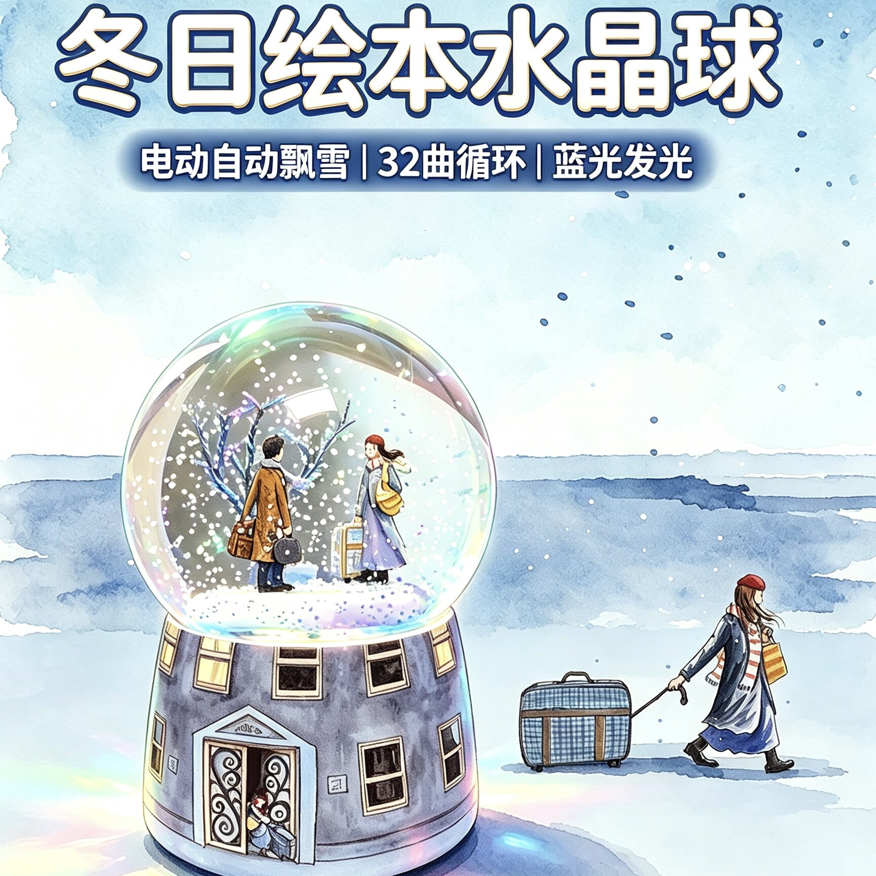 向左走向右走相遇发光飘雪音乐盒