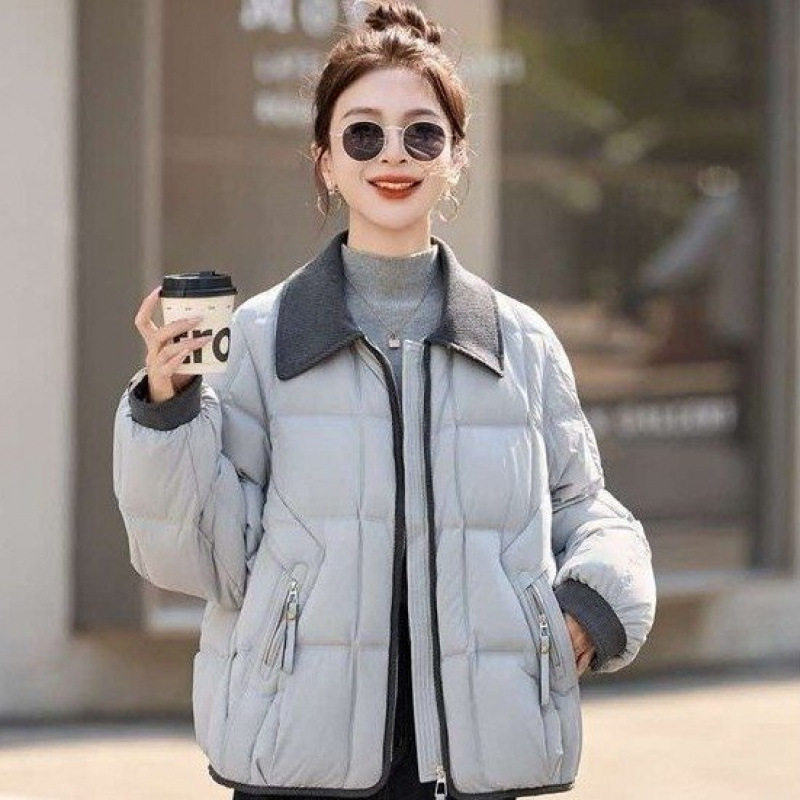中老年女装短款翻领羽绒棉服女新