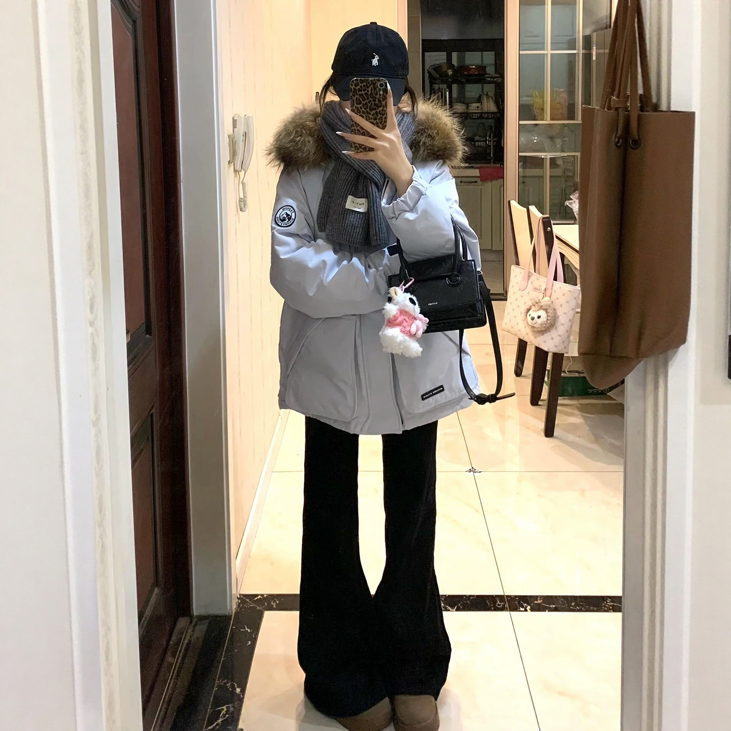 超好看的工装棉服韩系宽松新款