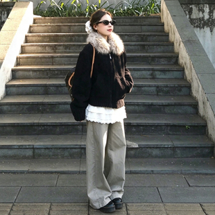 定染毛领小颗粒羊羔毛外套女2026冬季新款环保皮草超好看宽松棉服