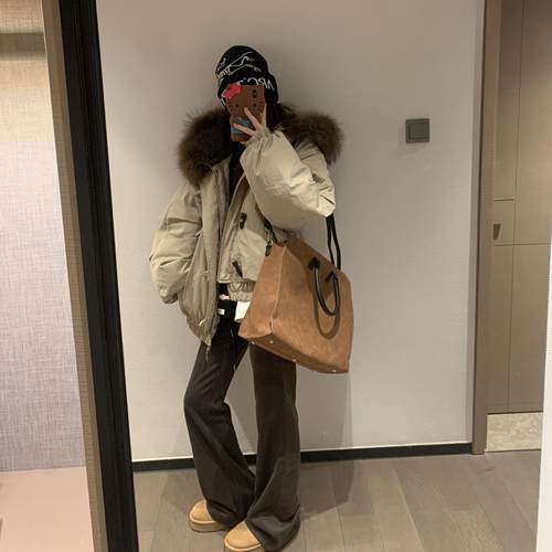 超好看的～美式复古牛角扣棉服