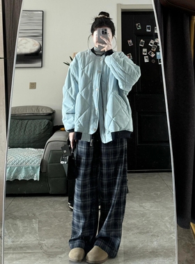 菱格棒球棉服女2025新款宽松棉袄高级感韩系夹克宽松学生棉衣外套