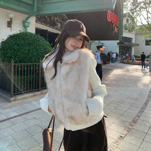 超好看2026冬季新款棉服女环保皮草毛毛针织袖可拆卸马甲加厚外套