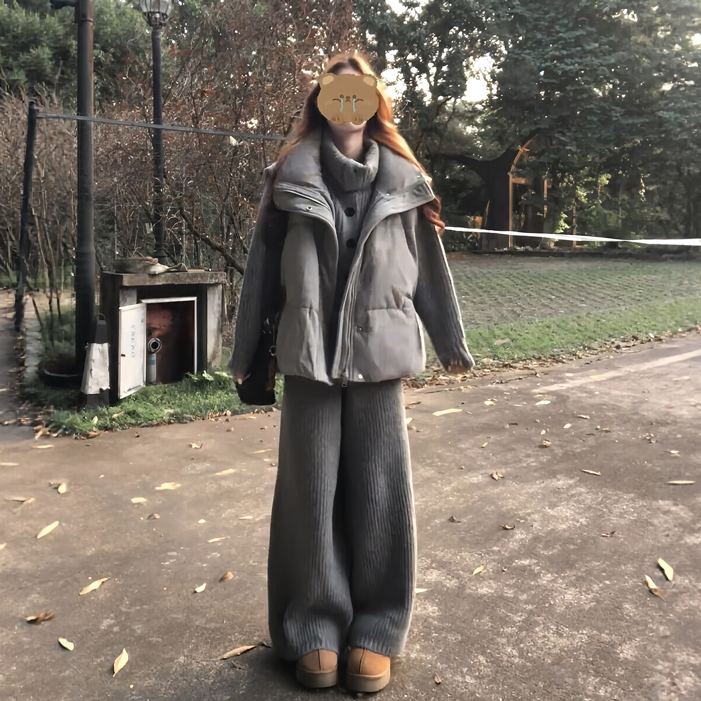 慵懒风宽松灰色马甲女2026秋冬新款显瘦松弛感加厚保暖棉服外套