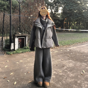 慵懒风宽松灰色马甲女2026秋冬新款显瘦松弛感加厚保暖棉服外套