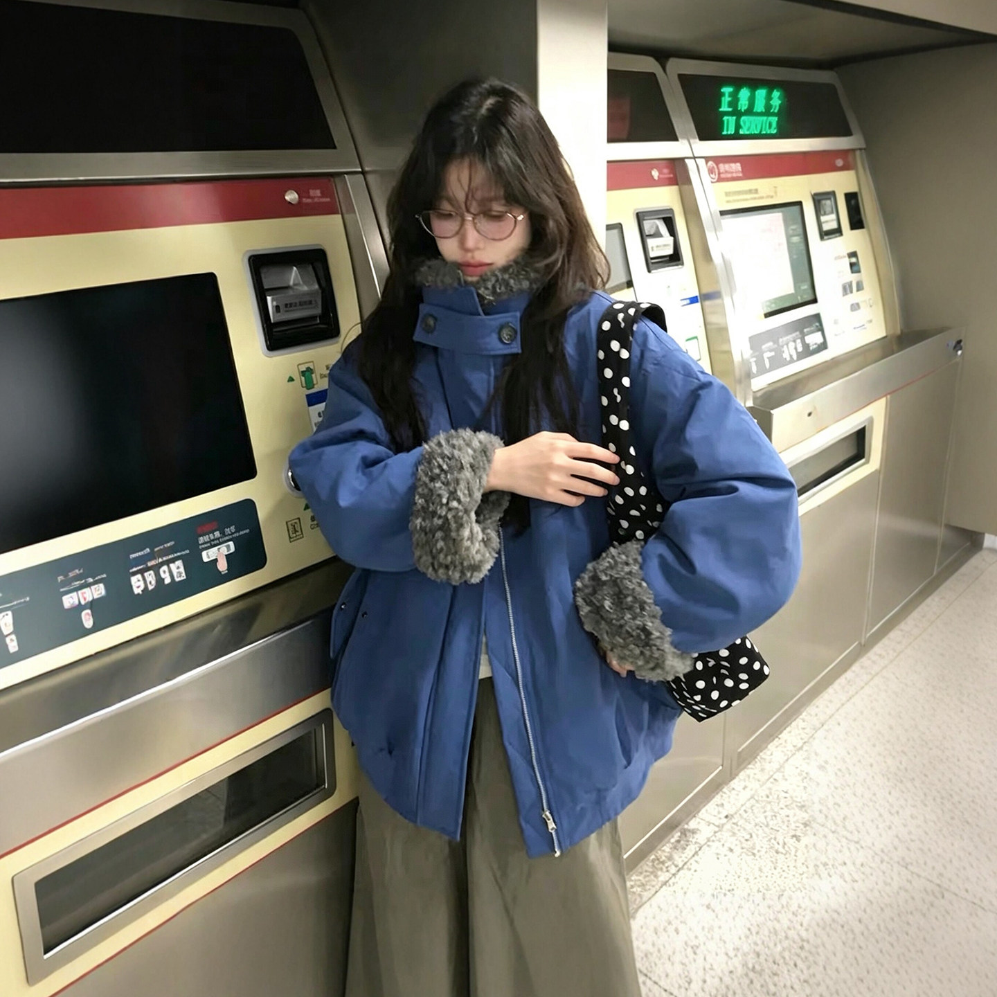 超好看毛毛拼接羽绒棉衣女2026年冬季新款高级感加厚保暖棉服外套