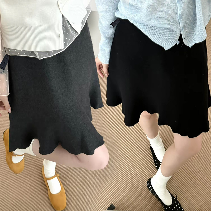 春秋孕妇针织可调鱼尾半身裙