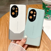 RY300全包镜头防摔保护套潮 创意拼色拼接荔枝皮纹秒变非凡大师男女款 适用荣耀100 200pro手机壳简约商务个性