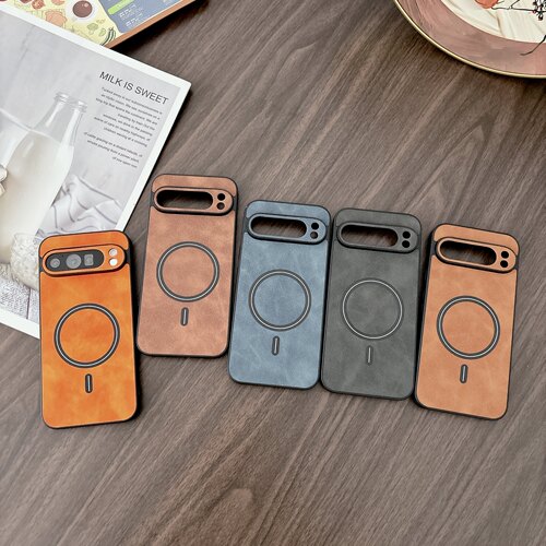 适用谷歌Pixel 9/10pro XL 手机壳复古皮纹磁吸简约商务个性创意9A/10A/8/7防摔保护套男女款潮
