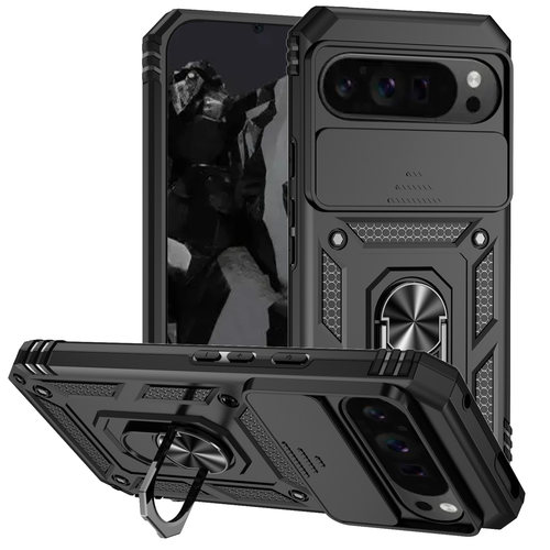 适用谷歌Pixel 11/10/9pro XL手机壳军士指环支架推窗滑盖镜头防摔旋转支架10A/9A/8/7/6保护套男女款潮