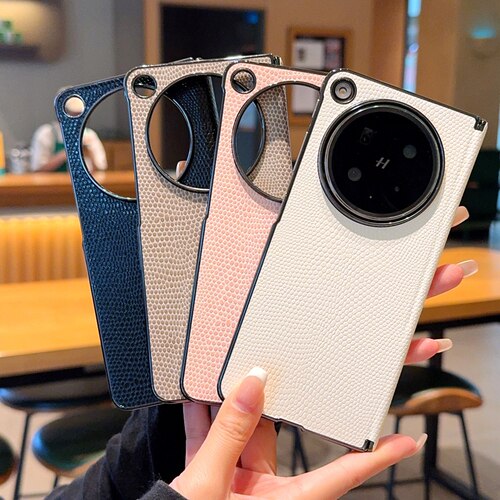 适用OPPO Find N6折叠手机壳蜥蜴纹电镀包中轴简约商务个性创意保护套男女款潮