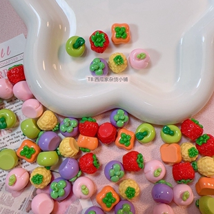 迷你半立体小水果柿子草莓蓝莓diy奶油胶手机壳树脂配件手工发夹