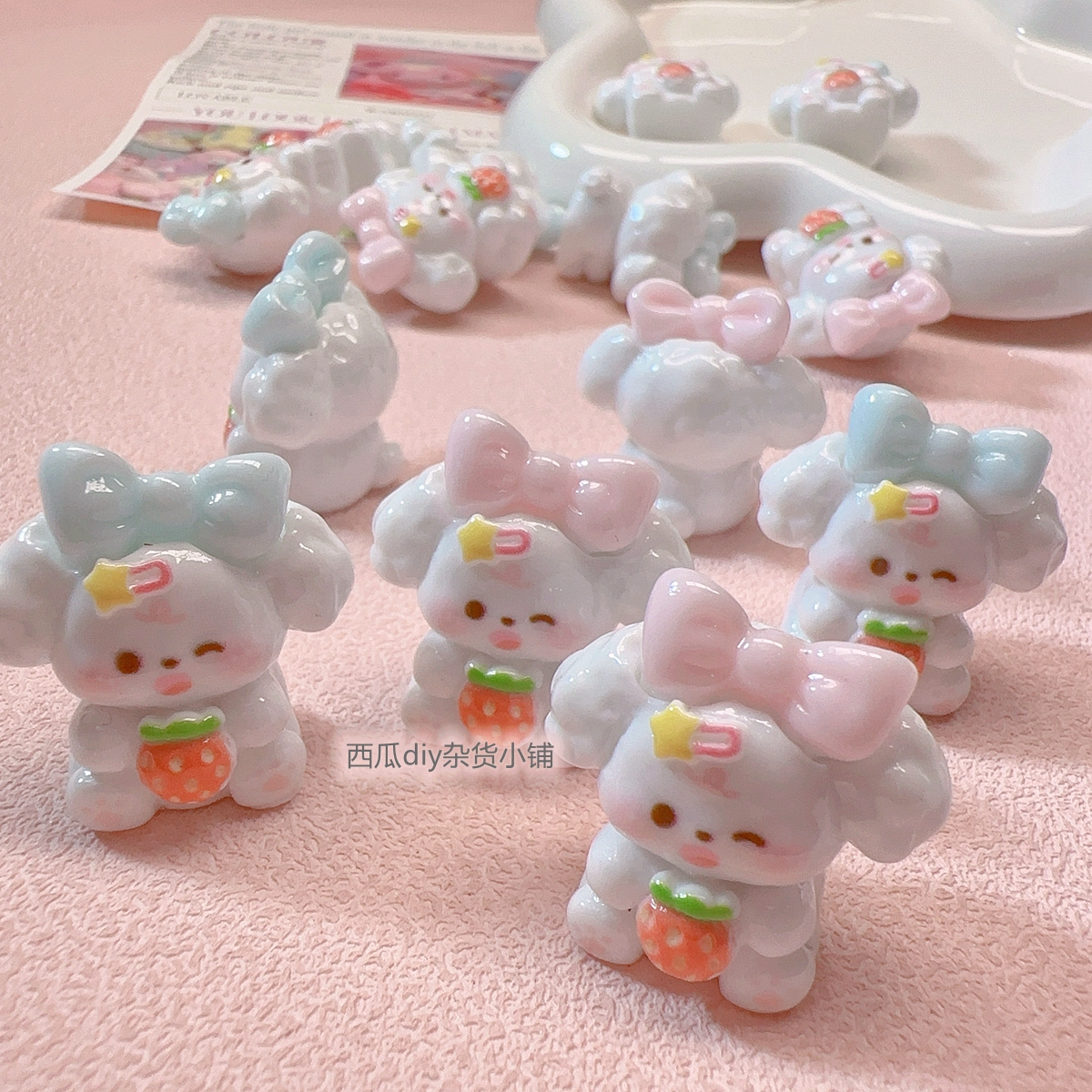 笑笑定制立体小狗奶芙狗公仔diy奶油胶树脂配件手工发夹挂件材料