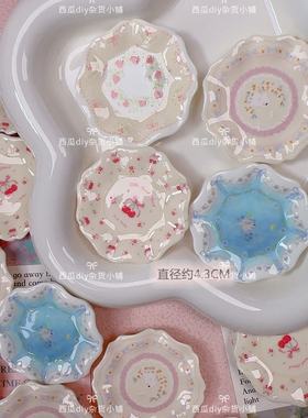 定制紫色兔兔盘子樱桃草莓盘diy仿真微缩食玩树脂配件冰箱贴手工