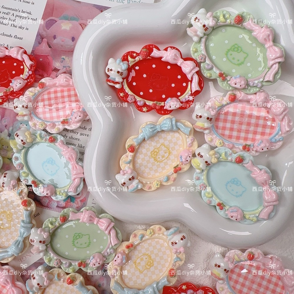 仿真微缩食玩捏捏餐盘KT抱抱蝴蝶结盘子diy冰箱贴场景配件娃娃屋