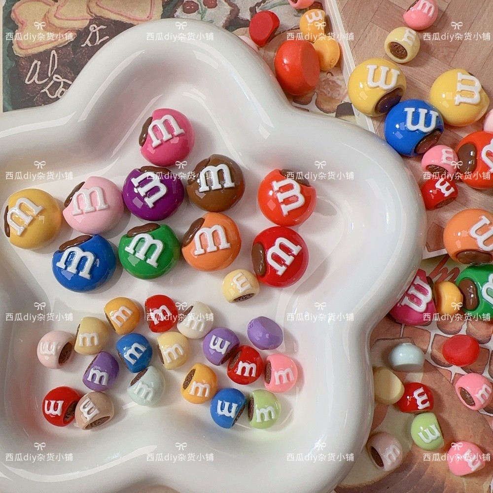 仿真树脂配件巧克力流心迷你M豆食玩手工diy奶油胶小配件发夹材料