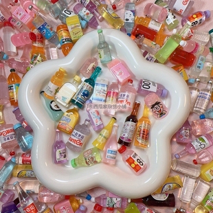 新款饮料瓶果汁仿真酒瓶diy奶油胶冰箱贴小夜灯树脂配件手工发夹