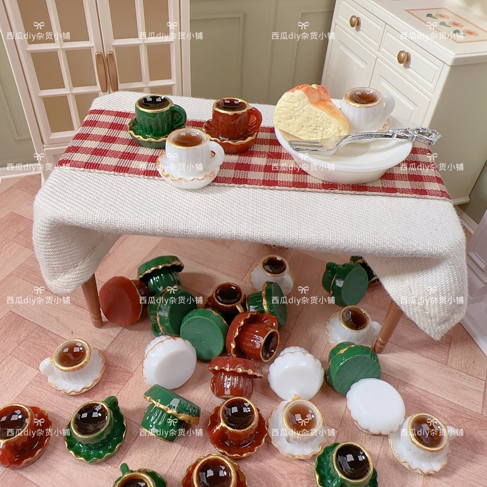圣诞迷你咖啡杯微缩食玩树脂小配件diy娃屋配饰玩具桌面摆件场景