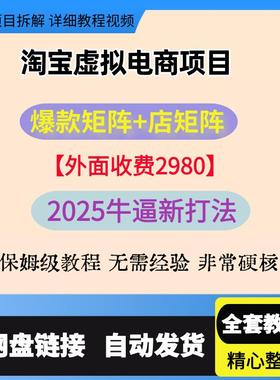 2025淘宝虚拟开店教程怎么产品网店免费注册电商运营培训视频课程