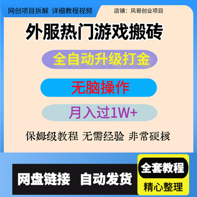 外服热门游戏搬砖全自动升级打金无脑操作月入过1W+长期稳定项目