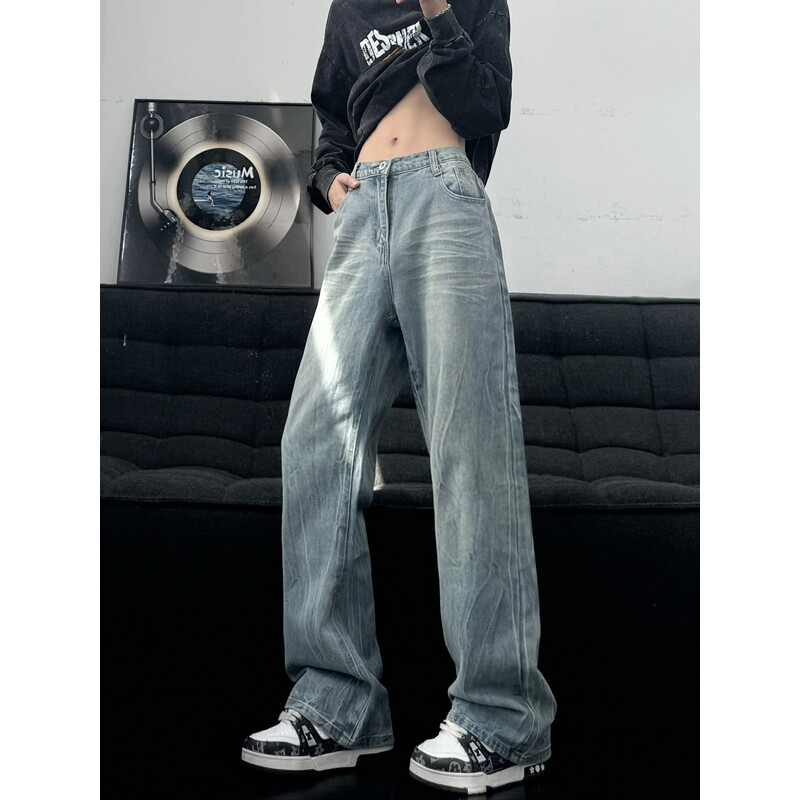 B221 美式ins暗黑高街重工艺修身微喇牛仔裤 LK25547-特P45控78