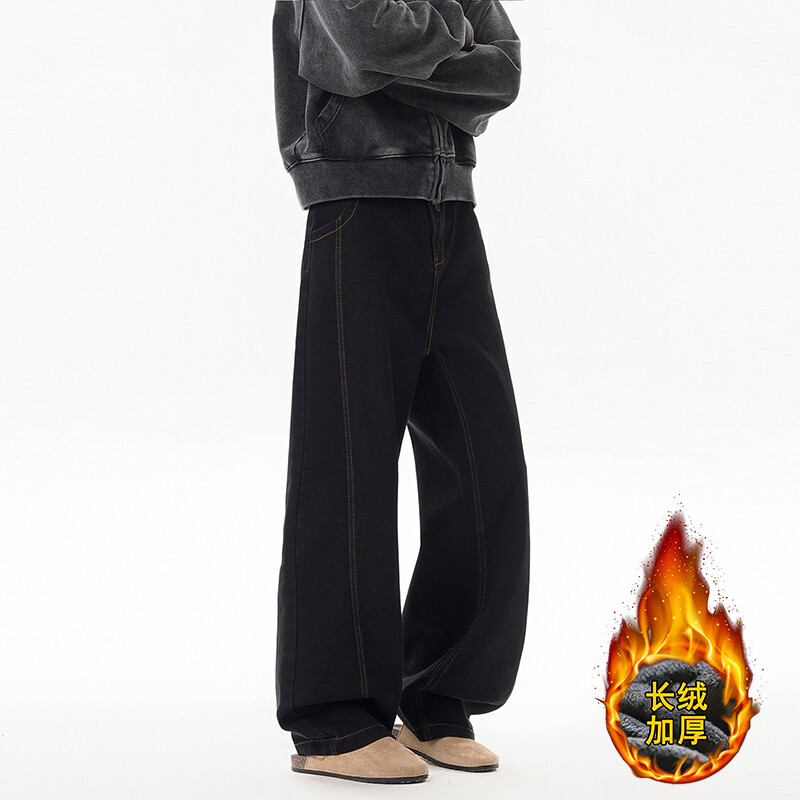 爆款 B221美式ins高街直筒加绒加厚弯刀牛仔裤 LK25597-特P48控88