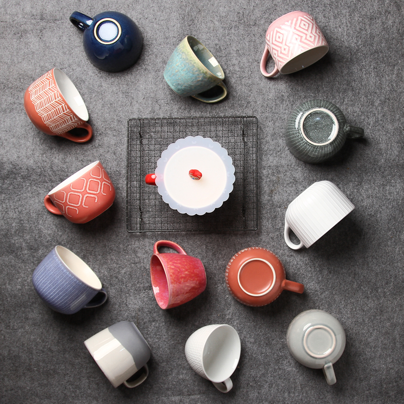 微瑕北欧风大号带盖早餐杯