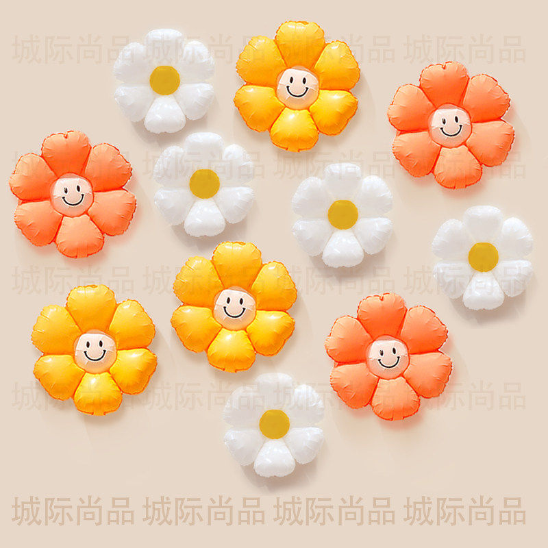 糖果马卡龙色笑脸白雏菊花朵花瓣太阳花型气球多巴胺场景装饰布置