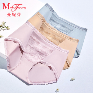 顺滑无痕纯棉底裆底裤 109元 2条曼妮芬蕾丝女士中腰内裤