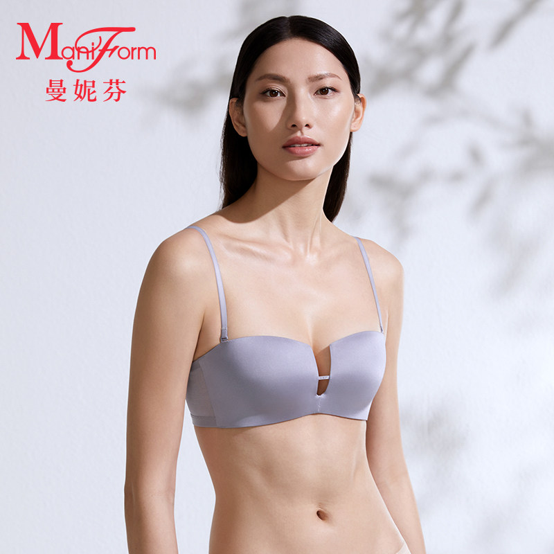 曼妮芬夏季可拆肩带光面无钢圈文胸无肩带防滑内衣20812355