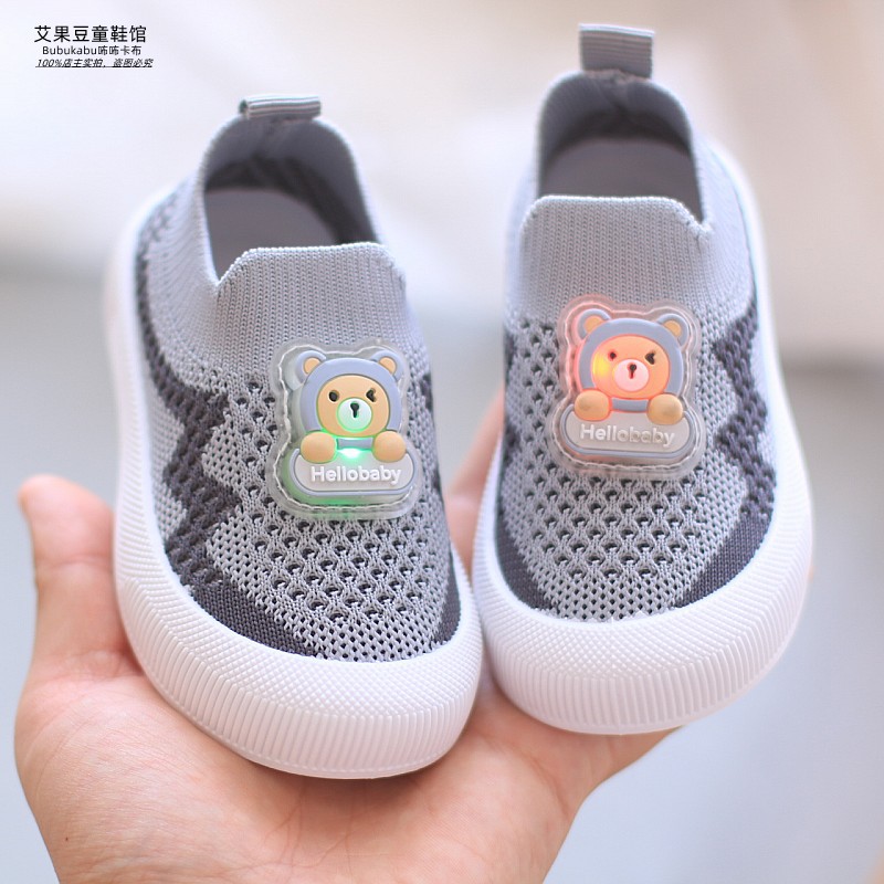 透气网面一脚蹬软底小童学步鞋