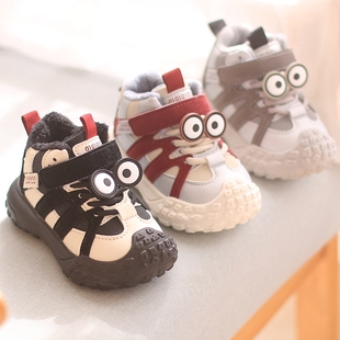 秋冬季款棉鞋幼儿童运动鞋子软底防滑男女小孩老爹鞋1到3岁5加绒